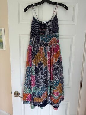 Diane Von Furstenberg Navy Floral Patchwork Maxi Silk Dress M